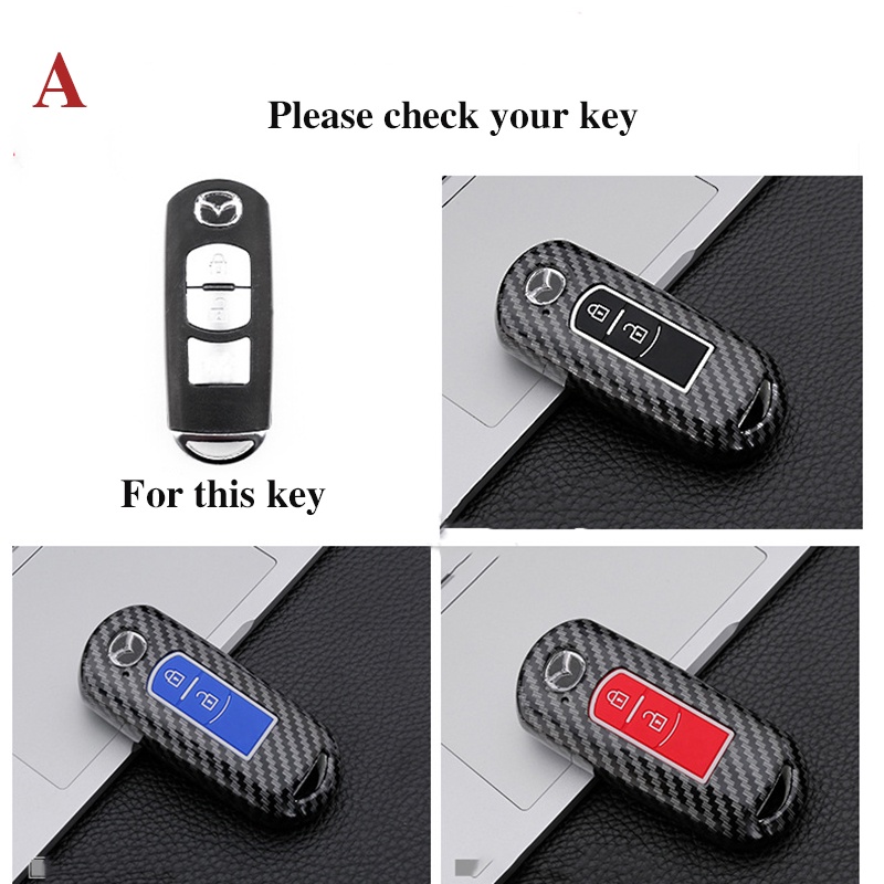 Cover Kunci Mobil Mazda Carbon Fiber Car Key Cover Case Cocok Untuk Aksesoris Mazda 2 3 5 6 2017 Cx-4 Cx-5 Cx-7 Cx-9 Cx-3 Cx 5 2 Tombol