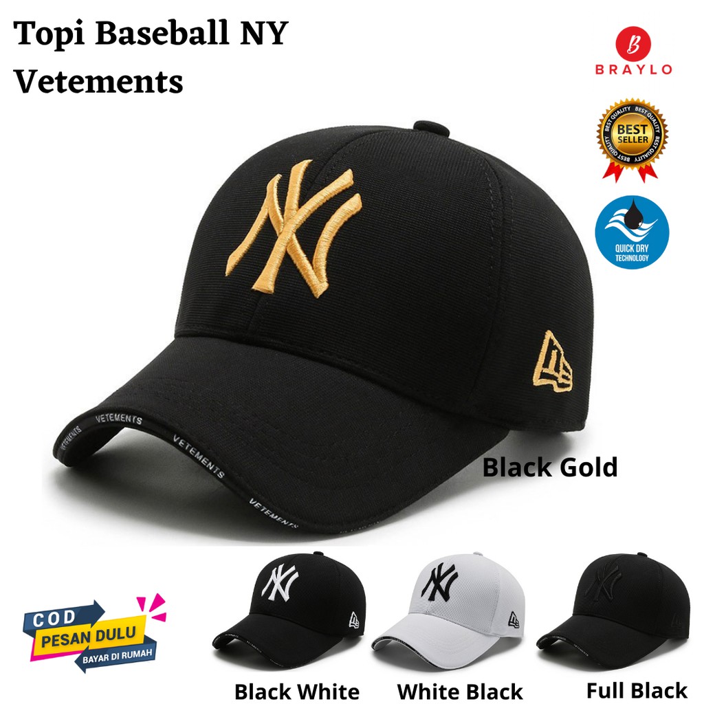 Topi Baseball NY VETEMENTS Pria Wanita Fashion Snapback Import Cap New York Gold Original