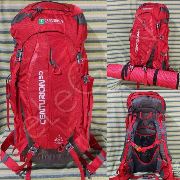 MUST HAVE TAS GUNUNG KERIL CARRIER CONSINA CENTURION 50L MERAH RED UP 55L ORI TERBARU