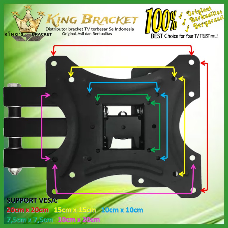 Bracket TV universal 14 s/d 43 inch 6 ARAH  FULL BESI (IMPORT QUALITY) GARANSI 100% ORI