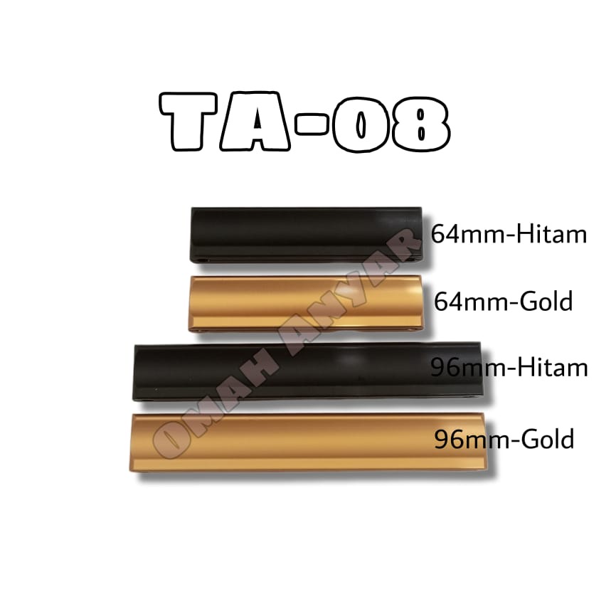 Handle Aluminium Pegangan Tarikan Laci Lemari Mebel Kitchen Set Huben TA 08 Gold Hitam