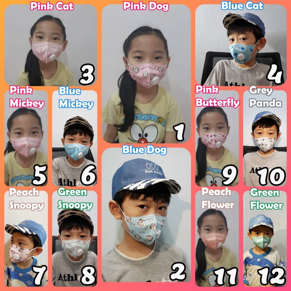 Masker Anak KN95 PM 2.5 Washable Mask dengan Filter Respirator / Valve