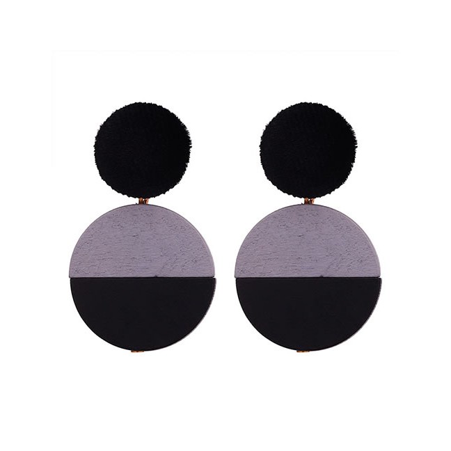 LRC Anting Tusuk Fashion Round Shape Decorated Earrings