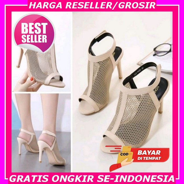 Sandal Hak High Heels Import Wanita Kaca Kokop Tali Belakang R 77 Hils Sendal Hels D4 53 Zara Highee