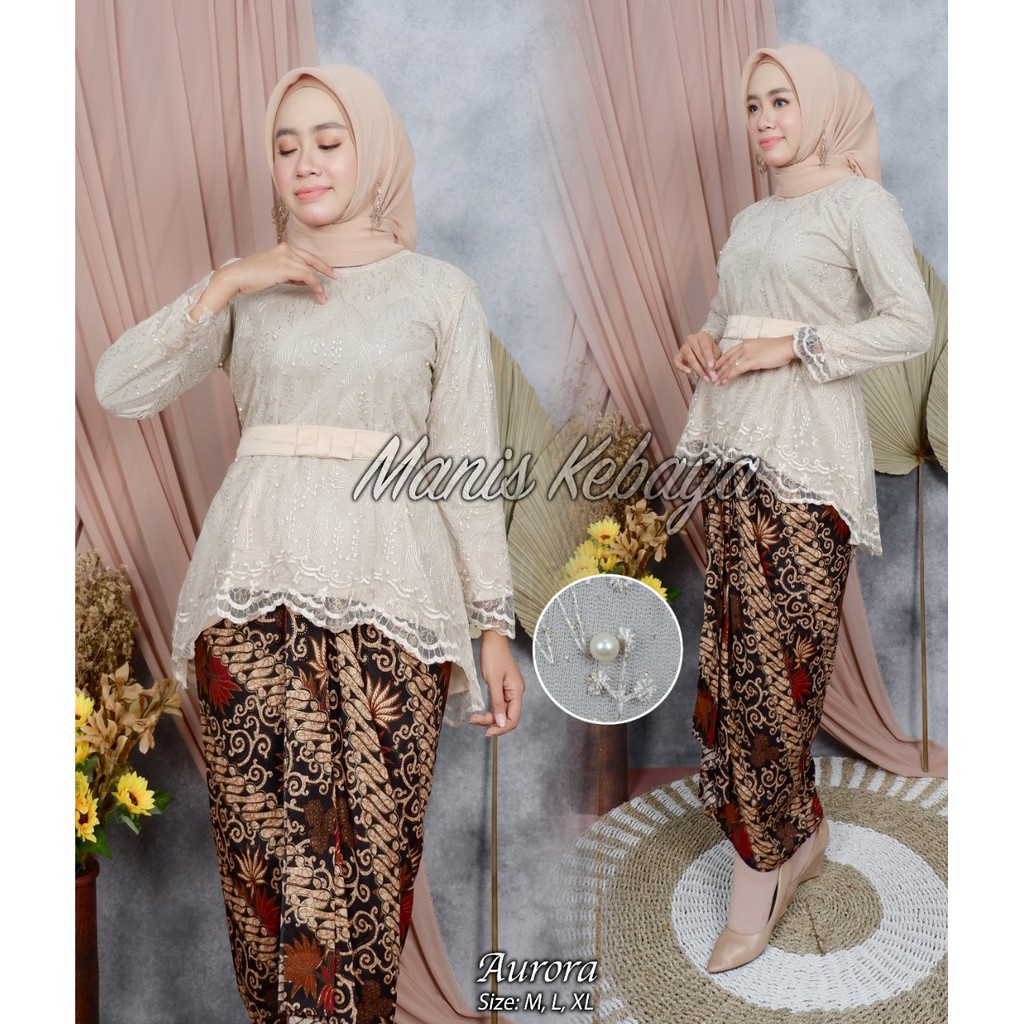 PROMO SET KEBAYA TULLE PINQUIN / SET KEBAYA TULLE MUTIARA BORDIR PINQUIN