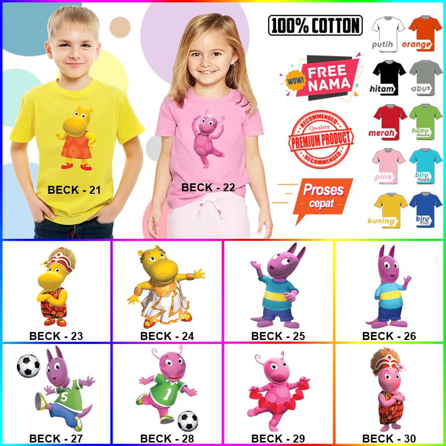 Baju Kaos ANAK DAN DEWASA THE BACKYARDIGANS COUPLE (FREE NAMA)