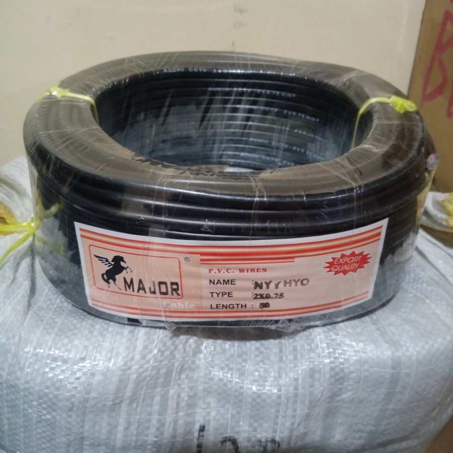 Kabel serabut Hyo 2x0,75mm hitam/kabel listrik serabut