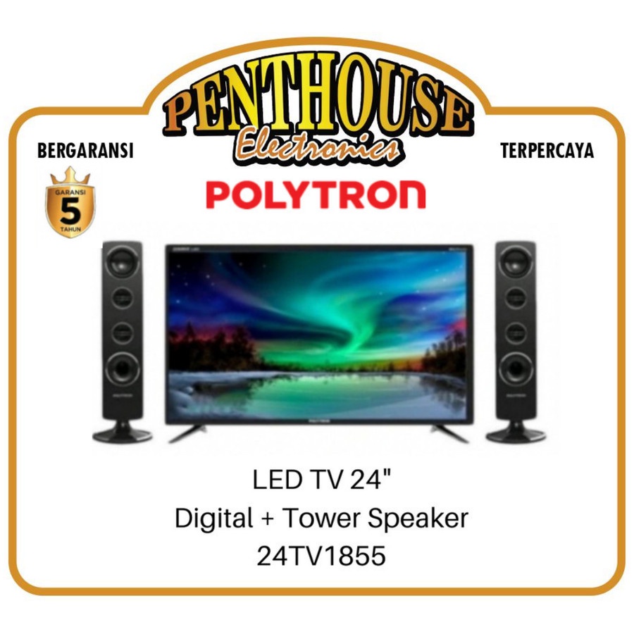 Jual Polytron LED Digital TV 24 Inch 24TV1855 + Tower Speaker Indonesia