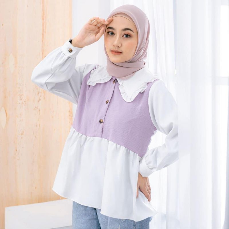 Pakaian wanita style korea -Blouse Tary -Atasan Wanita Muslim lengan panjang-3