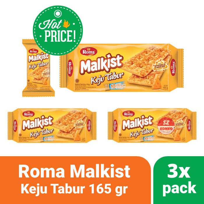 Wafer-Biskuit- Triple Pack - Roma Malkist Keju Tabur 3 X 10 Sachet - Paket Hemat -Biskuit-Wafer.