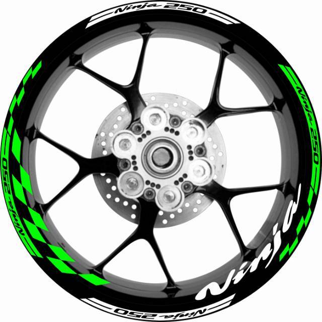 Stiker velg motor model Ninja 250 flag ukuran velg 17".