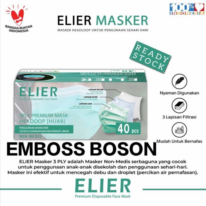 ( HIJAB ) MASKER BOSON HIJAB HEADLOOP NON MEDIS DISPOSABLE FACE MASK