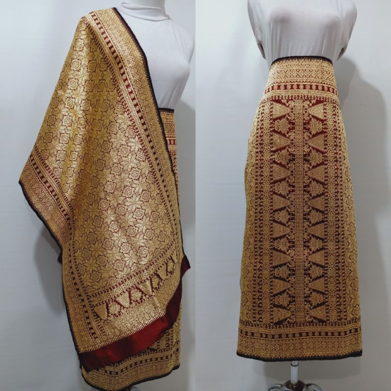Songket Palembang Asli l Berlian ORI l Warna Maron Motif Seribu Bintang