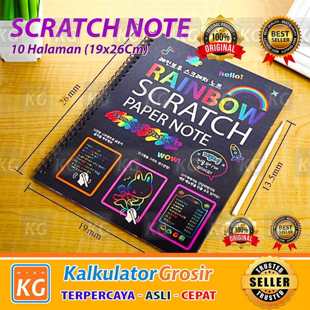 Magic Color Rainbow Scratch Paper Note book 19X26cm Colourful Scratch Note / Mainan Black Cardboard edukasi Scratch Note Magic Buku Gambar Gores Magic Grafiti Paper Note Book