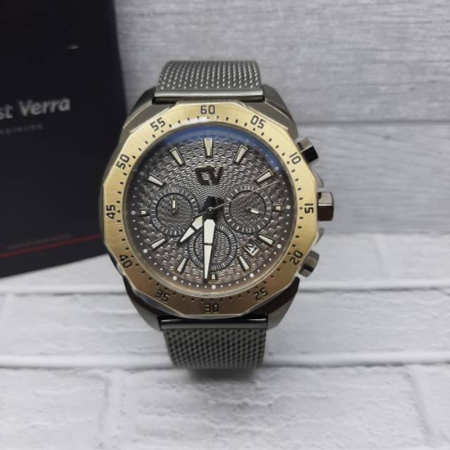 JAM TANGAN PRIA CHRIST VERRA PRIA CV 71611G-46A ORIGINAL ( GREY GOLD )
