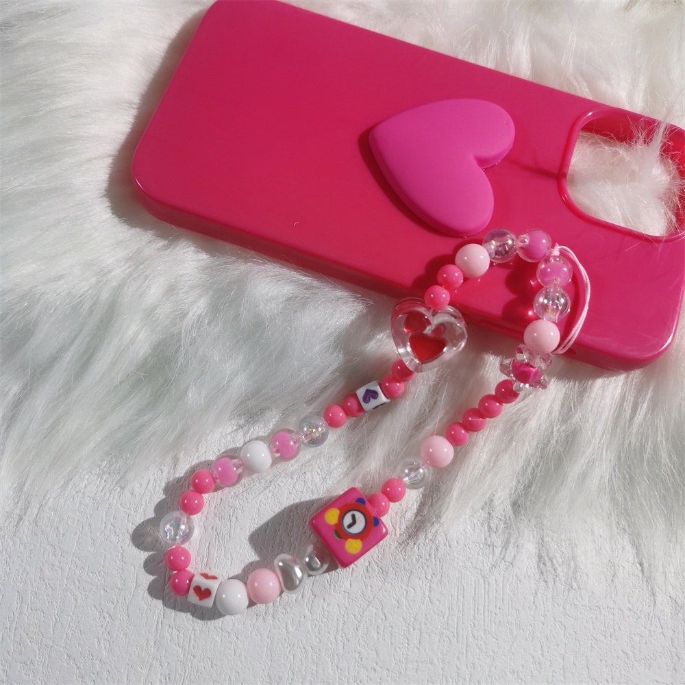 Tali Lanyard Rantai Manik-Manik Mutiara Akrilik Anti Hilang Warna-Warni Untuk Case Hp