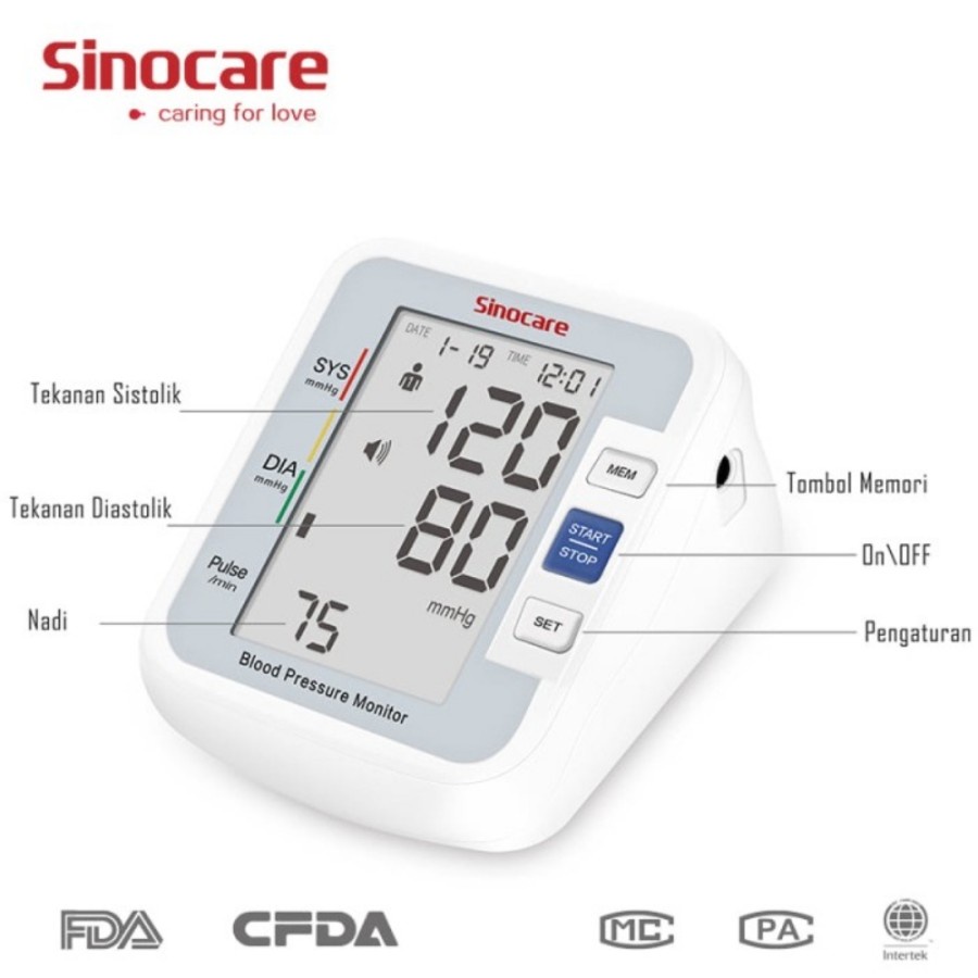 Tensimeter Digital Sinocare Sinoheart BA-801 | Tensi / Alat Cek Tekanan Darah BA801