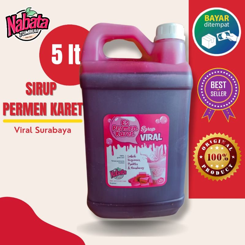 

Nabata Biang Sirup Es Permen Karet Viral Surabaya 5 Liter