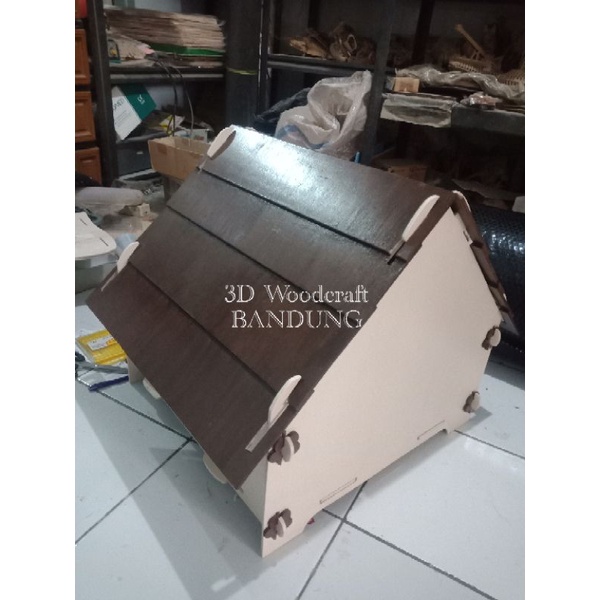 jki Rumah Kandang Kucing Anjing Kayu Unik Bisa Bongkar Pasang 50 X 50 Cm