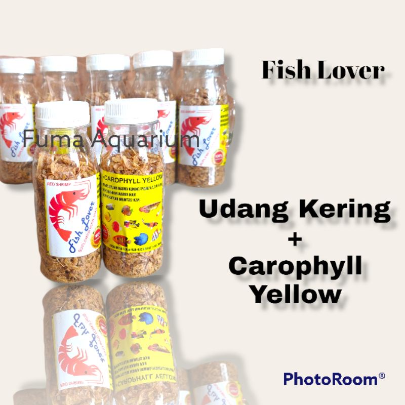 Fish Lover Red Shrimp+Carophyll Yellow Kemasan 20gr Udang kering Super Pakan Ikan Makanan Ikan Hias predator dll