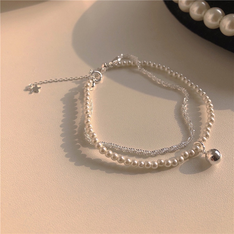 Gelang Mutiara Gypsophila Double Layer Gaya Korea Jepang