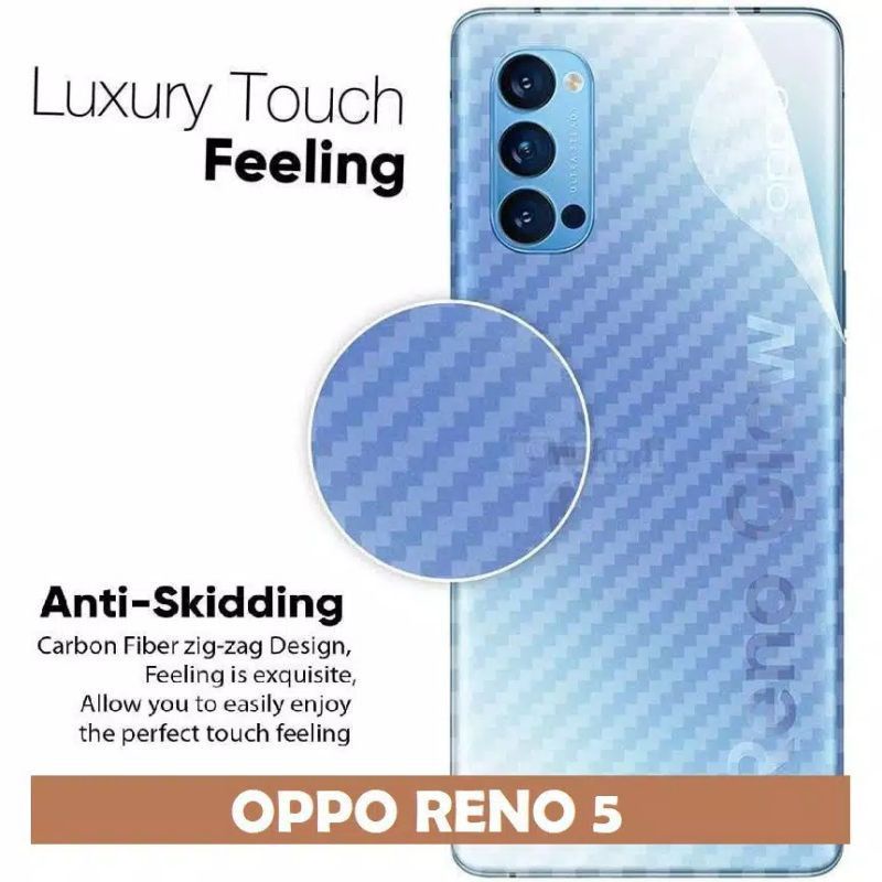 Oppo Reno 6 4G/5G Reno 6 Pro Anti Gores Skin Karbon Screen Guard Protector Plastik Transparan Karbon Belakang Anti Jamur