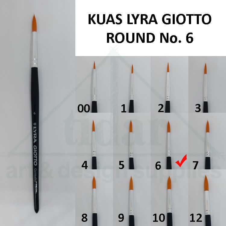 

Lyra Giotto Artist Round Brush No. 6 - Kuas Lukis Taklon Lira Bulat Lancip