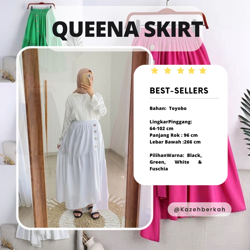 Skirt Rok Wanita Korea Warna Putih Panjang