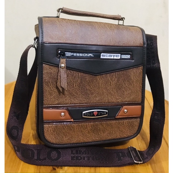 Tas Pria Tas Polo Tas Selempang 10&quot; Inchi Terbaru Bahan Kulit PU Leather Original Polo Amstar