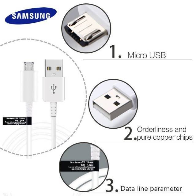 Kabel Data Samsung S6 S7 Micro USB 2.A Original Support Fast Charger 100%