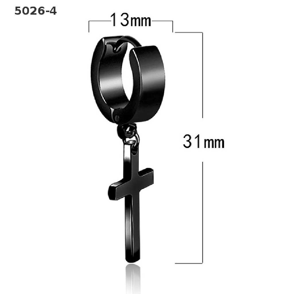 5026-4 1Pc Anting Tusuk Motif Salib Ala Punk Bahan Stainless Steel Untuk Wanita