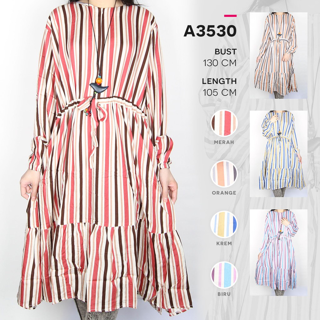 Maliju Tunik Jumbo Rempel Salur Resleting Busui Katun - A3530