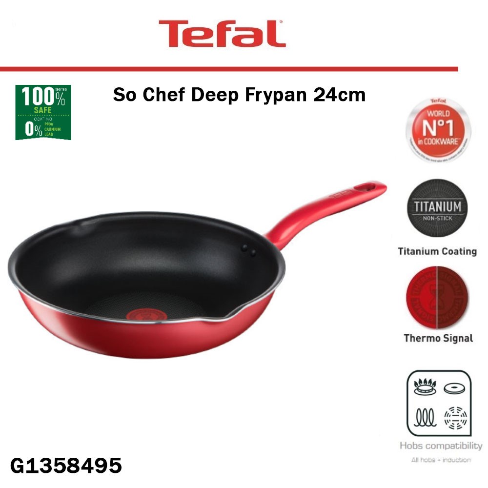 Tefal So Chef Deep Frypan 24cm Panci Wajan Anti Lengket