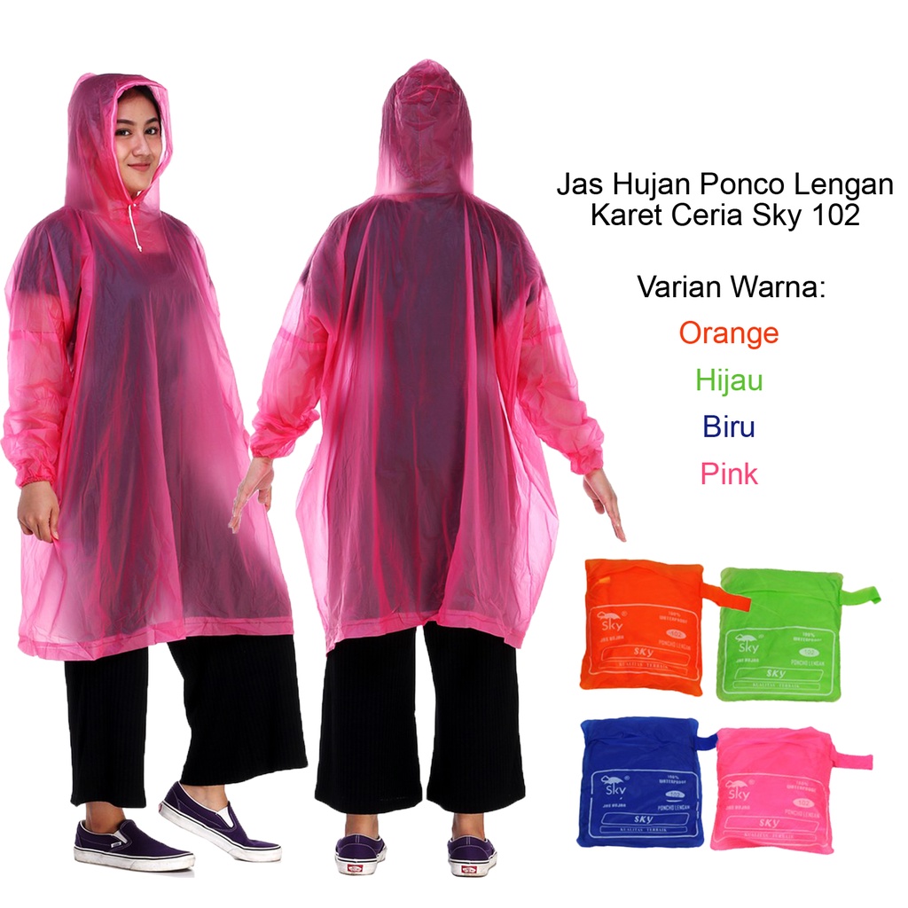 Jas Hujan Ponco Lengan Ceria Sky 102 / Jas Hujan Murah Jas Hujan Promo Jas Hujan Dewasa Jas Hujan Po