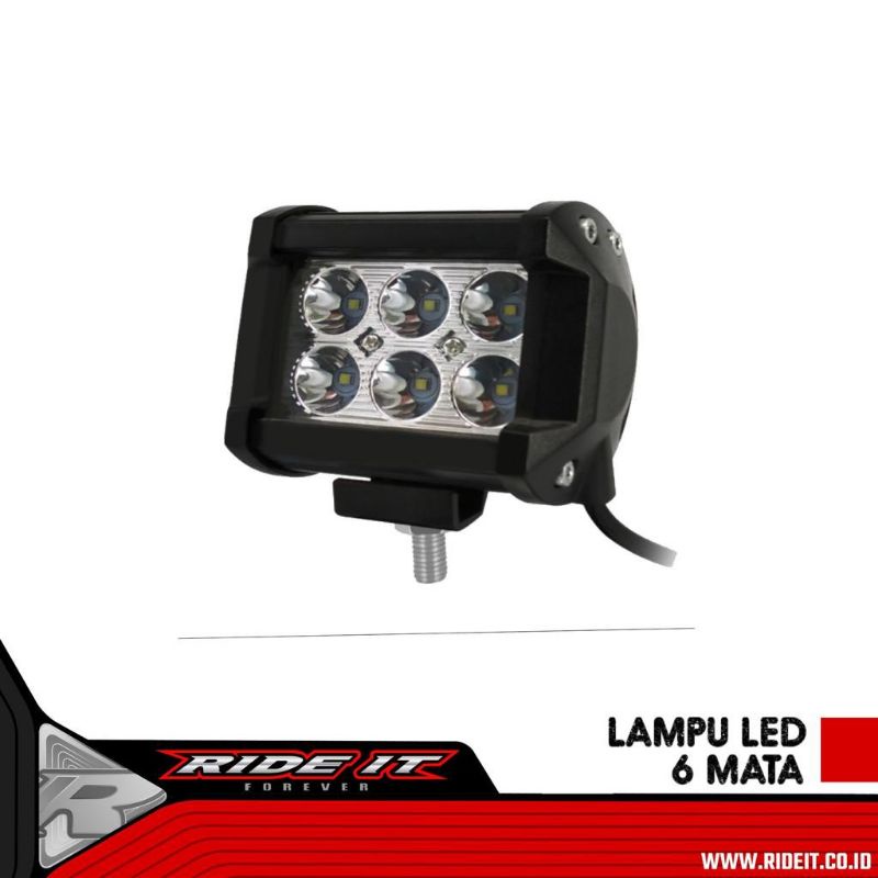 Lampu Tembak Sorot LED CAREE 6 titik mata 12V Kotak RI Flash Universal Mobil Motor Trail KlX CRF