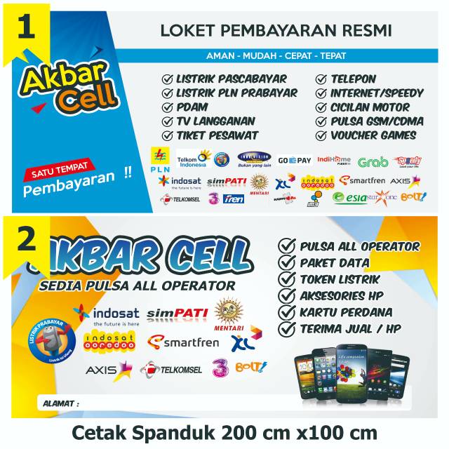 Spanduk konter / spanduk pembayaran / banner  ukuran 200x100