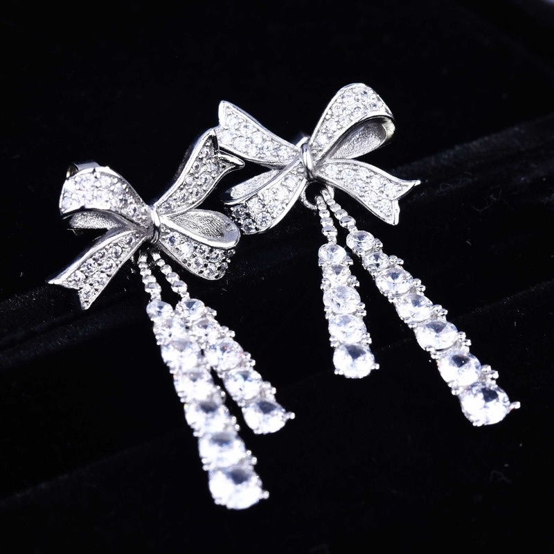 Fashion Temperament Silver Ear Studs Bow Shape Stud Earrings