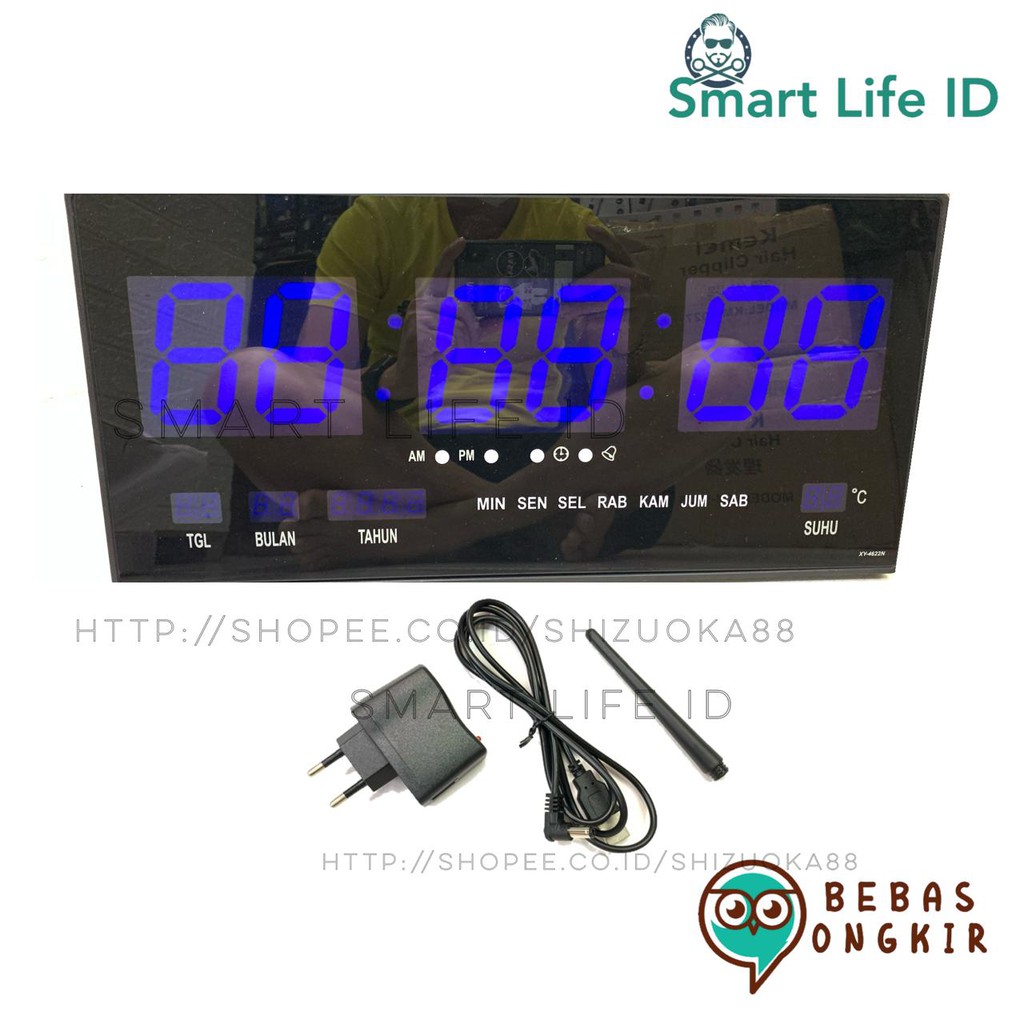 Jam Dinding LED Digital Clock Jam Meja Dekorasi Hiasan Dinding Rumah XY 4622 Biru