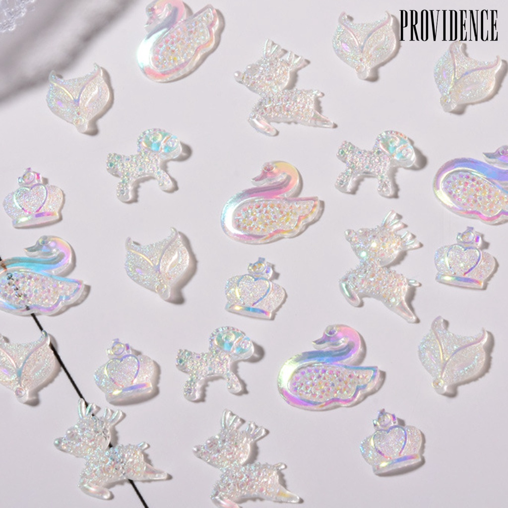 Providence 30Pcs/Pack Nail Decorations Crown Animal Shape Flat Bottom Resin Nail Art Rhinestones Jewelry for Nail Design