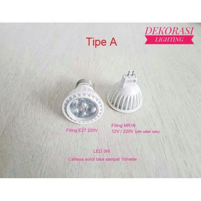 Lm106860- H3Q Lampu Halogen Led 3W Sorot Spotlight Warm White E27 Mr16 G4 Spot U8T069L8S