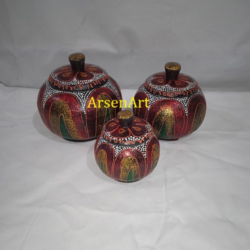 Toples Keller Antik Bahan Kayu Motif Lukisan Painting 3 pcs (1 set)