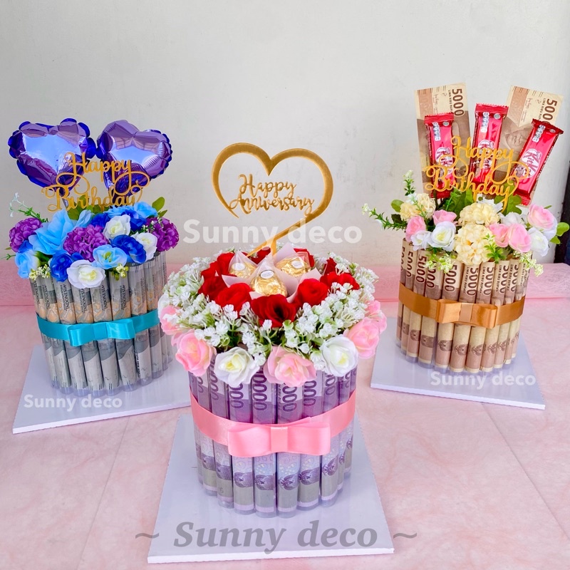 (READY) Money cake | kue uang | kue ulang tahun | money birthday cake | kue uang murah| dummy cake | kue uang jakarta | kado ultah | buket ulang tahun, flower bouquet, money bouquet, flower cake, buket valentin, kado wedding, anniversary, money bloom box