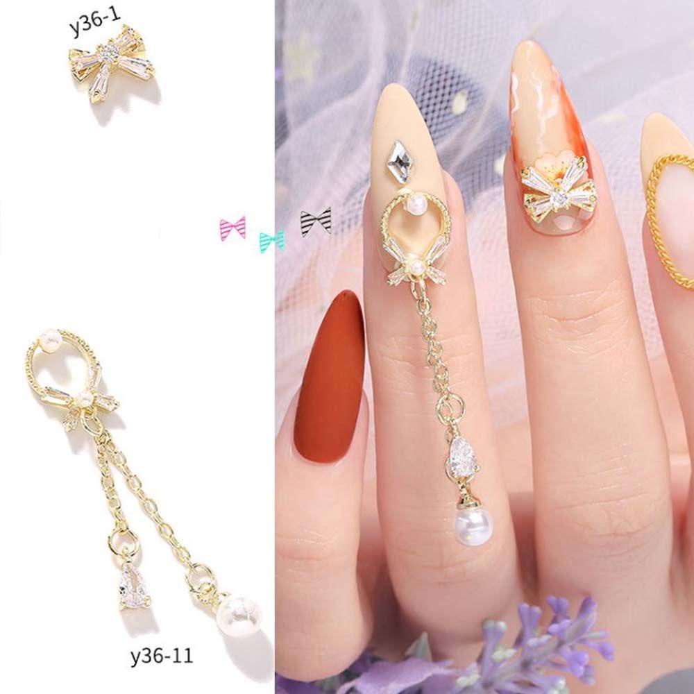 Mxbeauty Ikatan Simpul Kuku Berlian Imitasi Mewah Fashion DIY Nail Art Manicure Bowknot Nail Drills Nail Art Ornamen Kristal Busur Kuku Perhiasan