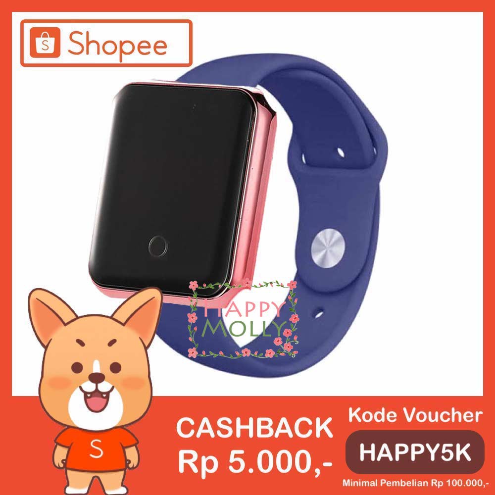 Touch Screen★LED Watch [ Navy Rose Gold ] Jam Tangan Digital Pria &amp; Wanita - Strap Rubber