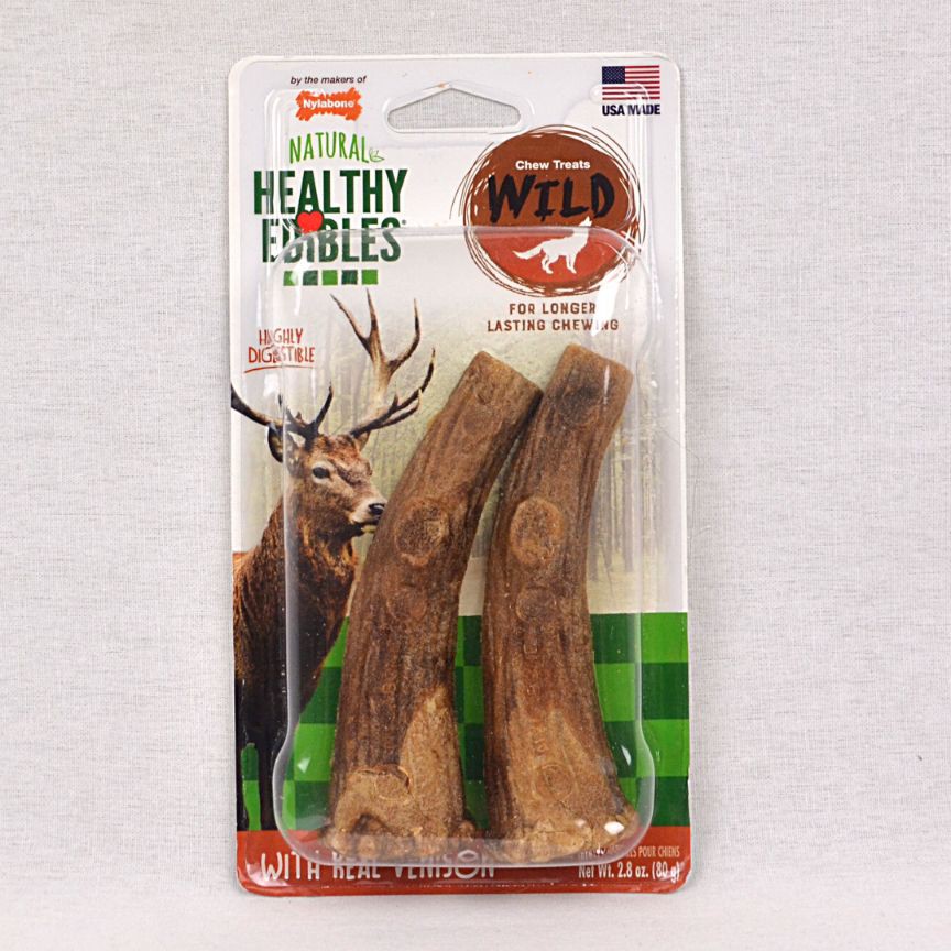 

NYLABONE Snack Anjing Healthy Edibles Antler Real Venison MEDIUM 2pcs