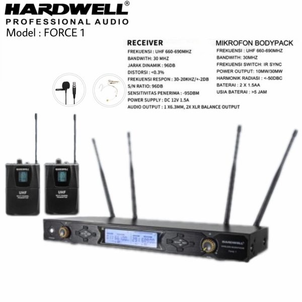 Mic Wireless Hardwell Force 1 / Force-1 / Force1 Original Clip On