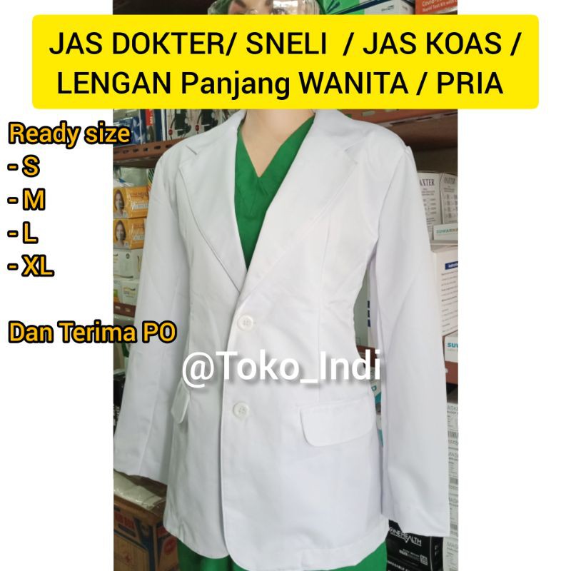 Baju Dokter / Jas Dokter / SNELI  / Lengan Panjang / Lengan Pendek WANITA / PRIA