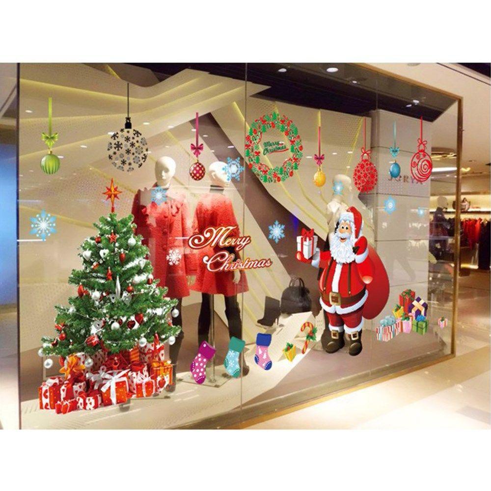 R-flower Christmas Window Stiker Removable Perlengkapan Pesta Oversized Home Shop Decor Decorative Sticker Dinding Decals