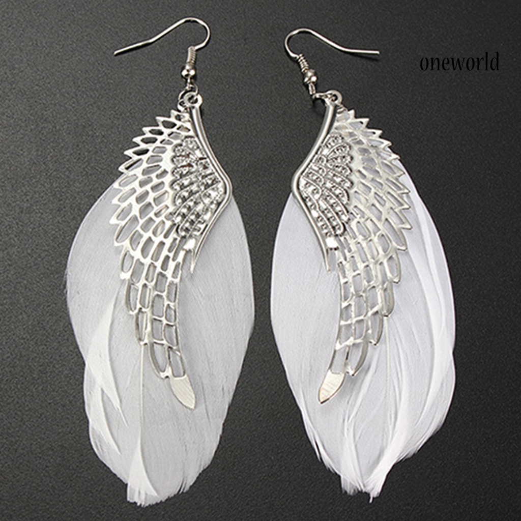OW@ Earrings Angel Wing Design Beautiful Alloy Jewelry Gift Hook Earrings for Daily Life
