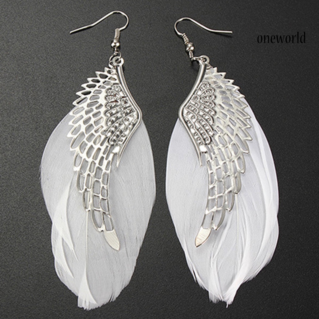 OW@ Earrings Angel Wing Design Beautiful Alloy Jewelry Gift Hook Earrings for Daily Life